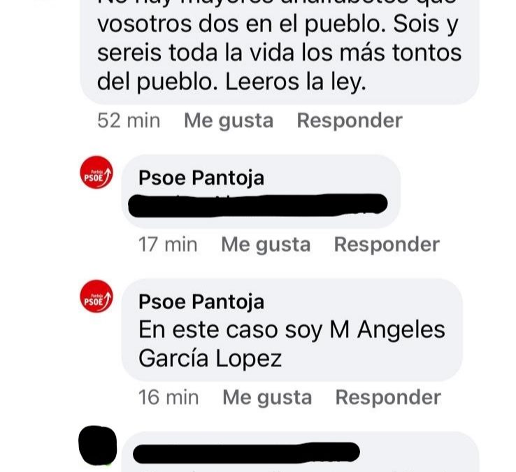 El PP de Pantoja pide la dimisión de la concejal socialista y delegada Provincial de Hacienda, Mª Ángeles García, por insultar a los vecinos